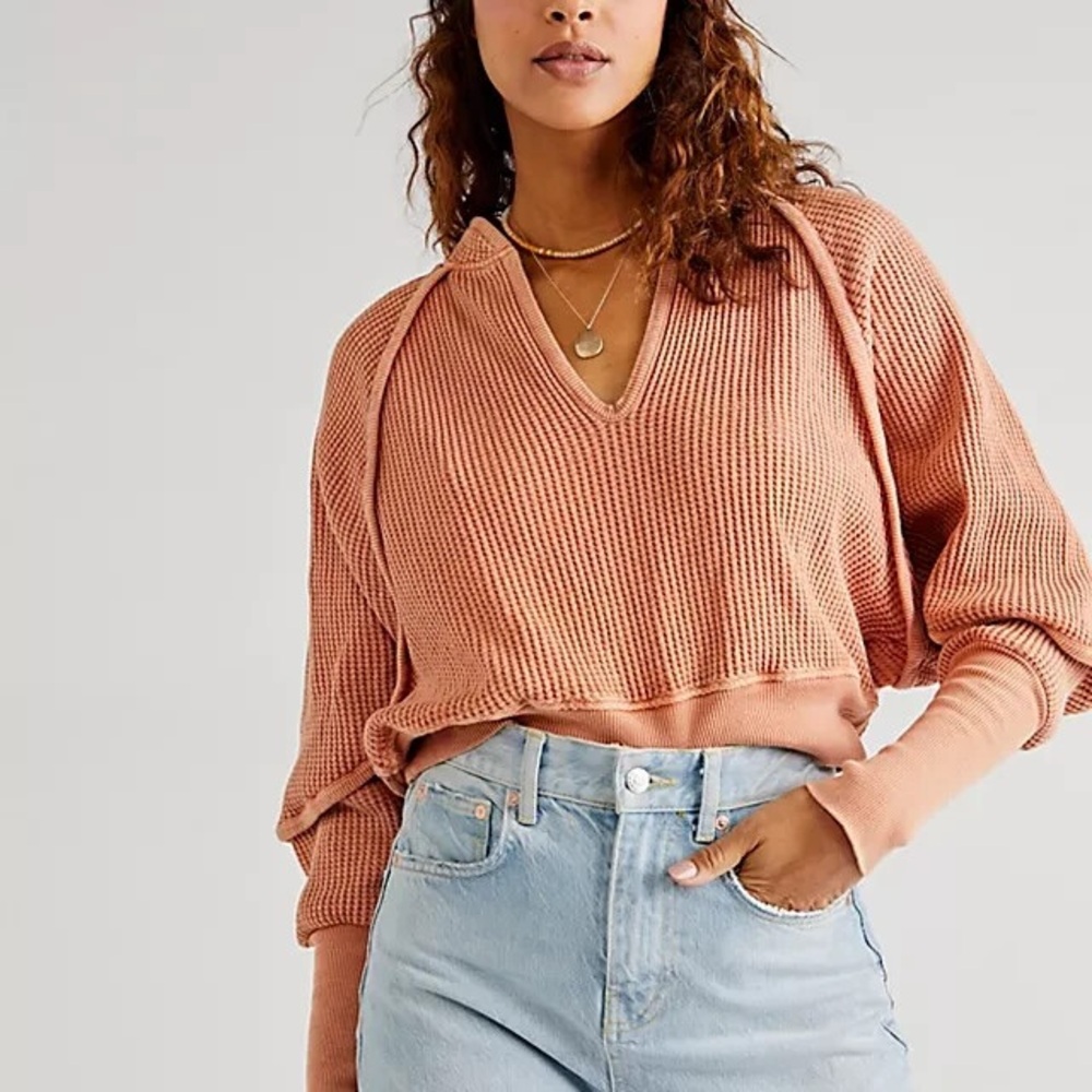 Free People Fp One Aubrey Thermal Top Ribbed Dolman Sleeve Pullover XS